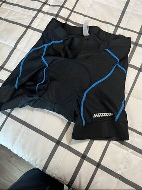 SOUKE Black Cycling Shorts with Blue Accents